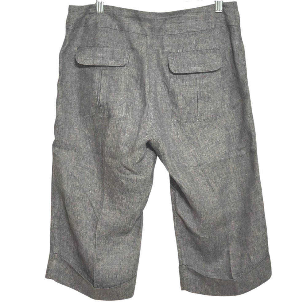 Banana Republic Bermuda Shorts Womens Gray 100% Linen Cuffed Knee Preppy Chic 10 - Picture 2 of 5